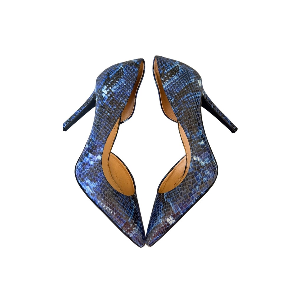 Jessica Simpson Blue Snakeskin Embossed Pointed Toe D'Orsay Stiletto Pumps 8M - Picture 5 of 8